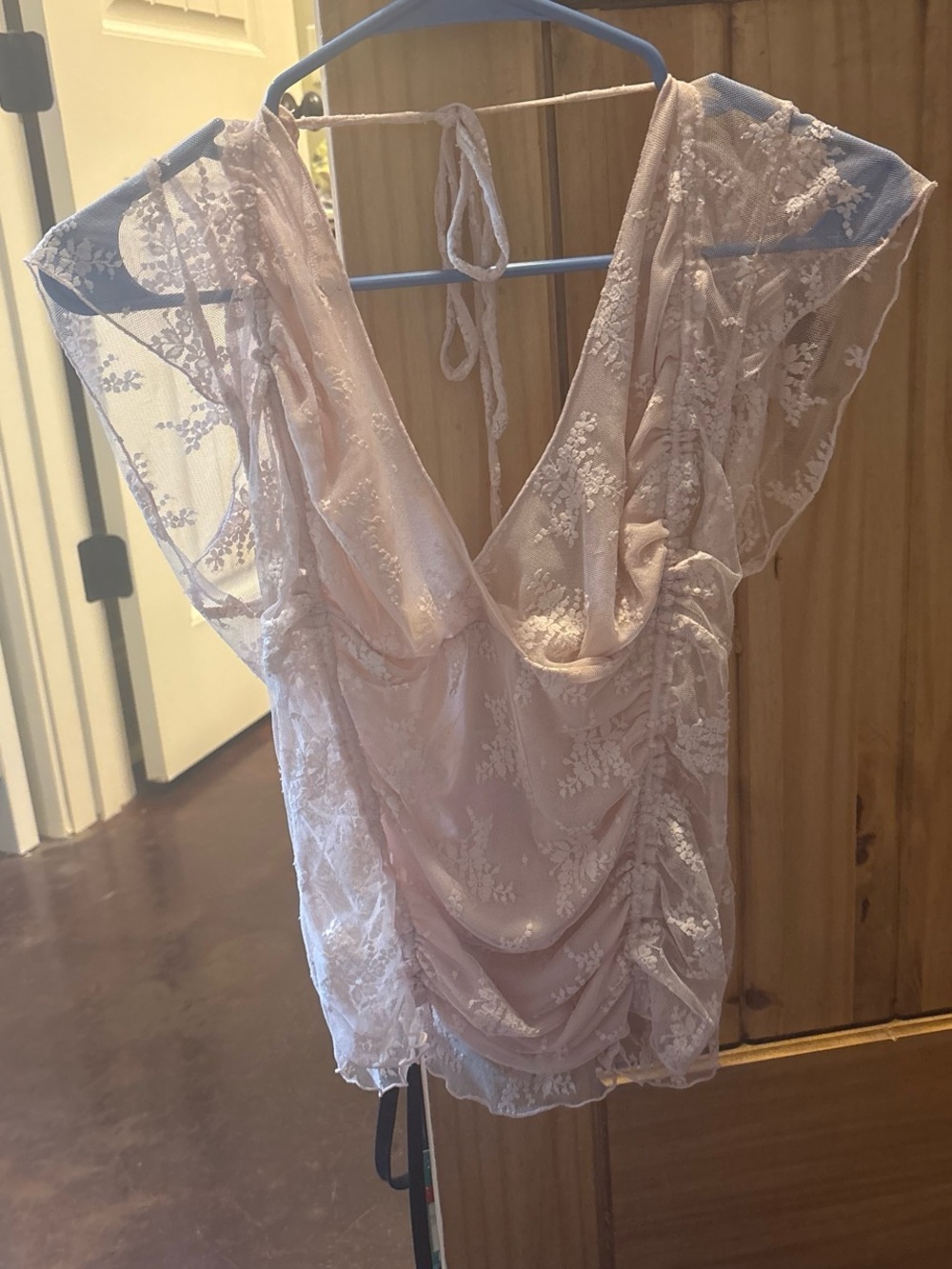 Rare!! Free People Sheer Lace Pink Chemise Nightwear